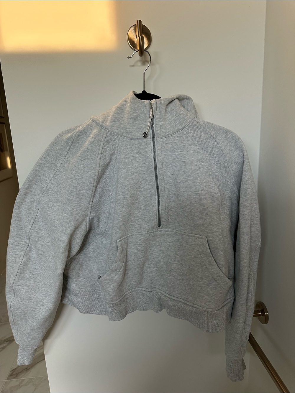 lululemon athletica Light Gray Half-Zip Hoodie Sweatshirt